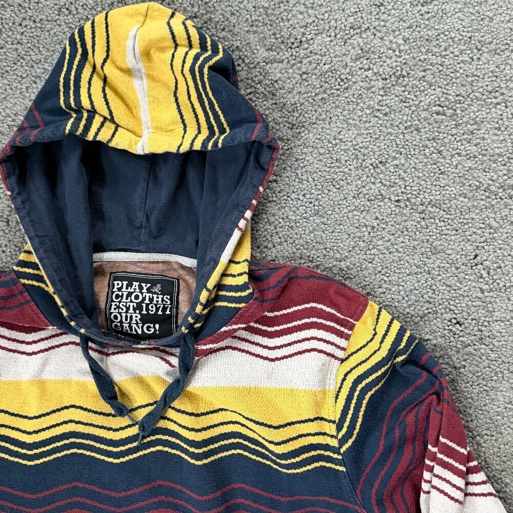 Play Cloths LIV Pullover Wavy Stripes Hoodie Men's Size L - Vint. Hip Hop Design - Picture 2 of 11